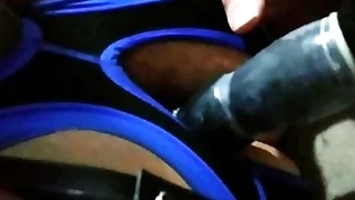 Anal play with a vibrator then a massive butt plug