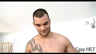 Oral-stimulation for charming gay timber